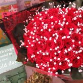 プロポーズ 赤バラ 40本 かすみ草 花束 枯れないプリザーブドフラワー 赤バラ 花束 40本使用 本数言葉は 真実の愛 