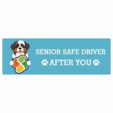 カーサイン 高齢者マーク SENIOR SAFE DRIVER セントバーナード ステッカー シール 長方形 20x6.7cm 肉球 日本製 車