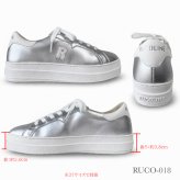 ルコライン スニーカー ルコライン 靴 RUCO LINE RUCO-018SI CALF PU LUX 光沢 シルバー 合皮 無地 ローカット ファスナー無し ルコライン レディース シューズ RUCO LINE ルコラインスニーカー フラットソール 新作 取扱店 京都 母の日