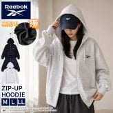 Reebok リーボック ジップパーカー レディース メンズ rm-6105 スウェットパーカー フルジップ 長袖 フーディー 裏起毛 暖かい ロゴ 刺繍 ビッグシルエット オーバーサイズ 羽織り スポーティ カジュアル M L LL 2026FW Karlas 別注