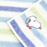 スヌーピー ミニタオル マルチボーダー ブルー リボン ハンカチ SNOOPY