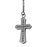 【送料無料】ペアネックレス ステンレス アクセサリー ロザリオ ペンダント クロス 十字架 ジルコニア Rosary ブラック ローズゴールド メンズ レディース