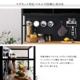 食器棚 ゴミ箱収納付き ヴィンテージ調マグネット ブラックガラス ゴミ箱収納 レンジ台 キッチンラック キッチンボード レンジボード レンジラック 炊飯器ラック モダン キッチン収納 一人暮らし 新生活：