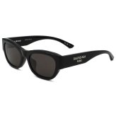 バレンシアガ BALENCIAGA サングラス アジアンフィット UVカット アイウェア キャットアイ フォックス BB0389SK-001 メンズ レディース ユニセックス ブラック+グレー 国内正規品