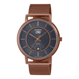 日本未発売 カシオ CASIO 腕時計 メンズ 収納ケース付き シンプル メッシュベルト ローズゴールド グレー 日付 防水 ビジネス カジュアル プレゼント ギフト 時計 男性 誕生日 記念日 成人 卒業 入学
