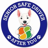 カーサイン 高齢者マーク SENIOR SAFE DRIVER ミニチュアブルテリア マグネット 強力 直径13cm 肉球 日本製 車 ステッカー
