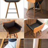 カウンターチェア バーチェア RAMO(ラーモ) 幅56×奥行き46×高さ83cm 合成皮革 ファブリック 天然木突板貼り合板 ウレタン スチール 360度回転 アジャスター付き ブ グレージュ knc-j010【北海道・沖縄・離島以外送料無料】 木製