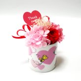 【公式ライセンス商品】スヌーピーハートミニカップレッド（Thank you・Happy Birthday・Congratulations) / プリザーブドフラワー 花 お花 フラワー フラワーギフト キャラ スヌーピー かわいい 雑貨 インテリア プレゼント ギフト 母の日 誕生日 記念日 お祝い