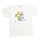 水森亜土 カラーTシャツ(M) ネコ ホワイト アパレル 送料込み