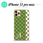 iPhone11ProMax iPhone11pro max スマホケース ハードケース チェック ドット 緑 +アルファベット メンズ レディース nk-i11pm-1524i