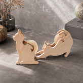 国産ヒノキの猫シルエットテープカッター｜木製テープカッター｜伸び猫・座り猫｜デスク・インテリア・ギフト