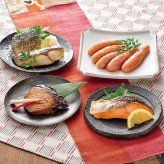 敬老の日 ギフト　 博多の味 やまや 辛子 明太子 と 焼魚 ｜辛子明太子無着色150g×１サーモントラウト塩焼×１切銀ひらす西京焼×１切ぶり照焼×1切さば塩焼×1切｜敬老の日メッセージ付【お届け期間：9月19日～9月21日】 遅めの お中元 ※沖縄・北海道は配送不可　送料無料