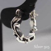 シルバーピアス メンズ いぶし銀 フープ 唐草 アラベスク1P 片耳用 片方 シングル 黒 ブラック いぶし銀 シルバー925 男性用 プレゼント 人気 おしゃれ かっこいい【全品1個ずつバラ売り】 プレゼント