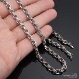 シルバー925 梵字 六字真言 ペーパーチェーン 幅5mm シルバー ネックレスチェーン 重厚 二重ロック シルバーネックレス メンズ 男性 金属アレルギー対応