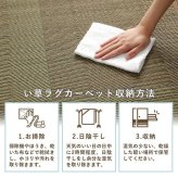 夏ラグ 夏用カーペット い草ラグ 花ござ カーペット 格子柄 ナチュラル シンプル 和室 抗菌防臭 消臭 お手入れ簡単 夏快適さらさら 本間2畳 (約191×191cm）
