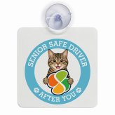 カーサイン 高齢者マーク SENIOR SAFE DRIVER キジトラ 車内用 吸盤タイプ 収れん火災防止タイプ 肉球 日本製 車 ステッカー
