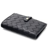 ボッテガヴェネタ BOTTEGA VENETA 二つ折り財布 イントレチャート メンズ レディース ブラック 黒 小銭入れ付き ファスナー小銭入れ カード入れ10個 ラムレザー 本革 609070 V3UH2 8425 縦長
