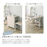 デスク チェア さわやかな 折りたたみテーブル付ワゴン ヴィンテージ キッチンワゴン 折りたたみテーブル 収納ラック 作業台 60cm キャスターなし オープンラック 木目調 スチール 省スペース 多機能