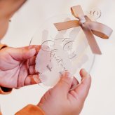 【発送前にサンプル作成で安心】〈お子様の手形で〉クリスマス クリア オーナメント 飾り アクリル 飾り 装飾 ナチュラル グッズ アイテム おうち 赤ちゃん フォトブース Merry Christmas 映え スタジオ ホームパーティ バースデー メモリアル 出産 内祝い 撮影 小物 ツリー