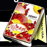 ZIPPO 和柄 扇子 ジッポ ライター シルバー レッド 和風 センス 赤 日本 美しい おしゃれ 華やか レディース メンズ ギフト プレゼント