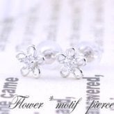 ピアス レディース 18金 ダイヤモンド フラワー ダイヤ 花 ピアス ホワイトゴールドk18 18k 0.07ct ダイヤピアス スタッドピアス クリスマス