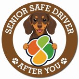 カーサイン 高齢者マーク SENIOR SAFE DRIVER ミニチュアダックスフンド マグネット 強力 直径13cm 肉球 日本製 車 ステッカー