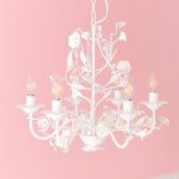 照明 ライト ロココ 調 シャンデリア LED電球付き 6灯 プリンセスホワイトROSE お手軽6灯シャンデリア 引っ掛けシーリング付き 簡単取り付け 天井 おしゃれ 6畳 ダイニング リビング 姫系 ローズ 薔薇 新築祝い 引越し祝い