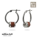 ハワイアンジュエリー ピアス 金属アレルギー対応 純チタンポスト シルバー925 コアウッド チューブ チャーム Sサイズ フープピアス クロッシングピアス 20G(ゲージ) 幅20mm レディース 誕生日 プレゼント ハロウィン 【品番：HE-SWP1001】