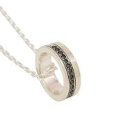 【レーザー刻印対応】【15文字まで刻印◎】ペアネックレス シルバー アクセサリー 名入れ ホワイトダイヤモンド ブラックダイヤモンド ジルコニア エタニティ ペンダント メンズ レディース