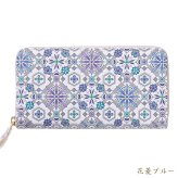 浅草文庫 長財布 オリエント WA-4 ラウンド財布 柄 財布 サイフ ラウンドファスナー ラウンドジップ 浅草 文庫革 友禅染 江戸小紋 送料無料 レザー 牛革 レディース ギフト プレゼント