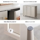 3枚扉キャビネット 幅110cm×奥行38cm×高さ90.2cm 可動棚 大容量 パーティクルボード MDF 天然木 メラミン 組立品 海外インテリアのような上品で華やかなお部屋づくりにぴったりです 日用品や家電の収納に便利です グレージュ ホワイト