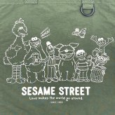 セサミストリート ミニフラットトートバッグ カーキ ランチ