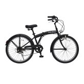 【メーカー直送】ミムゴ 自転車 折り畳み 折りたたみ自転車 26インチ FIELD CHAMP アンティークバイク MG-FCP266BC 6段変速 シマノ LEDライト 通勤 通学 買い物 街乗り マットブラック メーカー直送 新生活