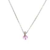  ピンクサファイア プチ ネックレス  プラチナ 18金 一粒 一石 シンプル ペンダント レディース プチネックレス 華奢 デザイン K18 Pt900 誕生石 サファイア ピンク 記念日 彼女 プレゼント ギフト
