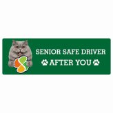 カーサイン 高齢者マーク SENIOR SAFE DRIVER ブリティッシュロングヘア ステッカー シール 長方形 15x5cm 肉球 日本製 車