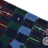 ポロラルフローレン：POLO CREST ソックス 6PK (ネオビーアソート)[ソックス/ 男性下着/ メンズインナー/人気ブランド/おすすめギフト/誕生日プレゼント/メンズファッション]
