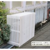 モダンエアコン室外機カバー 幅110cm 送料無料 大型エアコン対応 簡単組立 日よけ 省エネ 排熱 節電 節約 棚 屋外 目隠し 木製 天然木 庭 ベランダ バルコニー おしゃれ ナチュラル スタイリッシュ ダークブラウン ホワイト
