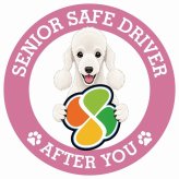 カーサイン 高齢者マーク SENIOR SAFE DRIVER ベドリントンテリア ステッカー シール 直径13cm 肉球 日本製 車