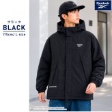 【予約】Reebok リーボック マウンテンパーカー メンズ 長袖 アウター ブルゾン スタンド フルジップ フーディ 中綿 キルト 軽量 防風 あたたかい ロゴ 刺繍  ブランド 大きいサイズ ゆったり ユニセックス 春 秋 冬 M L LL 黒 紺 2026fw karlas