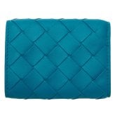 ボッテガヴェネタ BOTTEGA VENETA 三つ折り財布 イントレチャート ブループリント ブルー 青 メンズ レディース ミニ財布 小銭入れ付き カード入れ6つ 本革 レザー ゴールド金具 609285 VCPP2 4403
