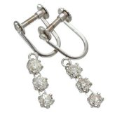 イヤリング レディース ホワイトゴールド K14WG 0.6ct ダイヤモンド 3ストーン 揺れる スイング 宝石 ジュエリー アクセサリー 記念日 誕生日 ギフト プレゼント
