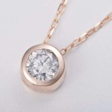 ダイヤモンド ネックレス K18PG 0.1ct フクリン ペンダント 18金 ピンクゴールド 一粒ダイヤ シンプル 華奢 レディース アクセサリー ジュエリー プレゼント ギフト 贈り物