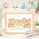家族 似顔絵 プレゼント ギフト 手描き 贈り物 名入れ 誕生日 記念日 お祝い 長寿 集合 大人数 親族 祖父母 姉妹 兄弟 家族 下書き確認 名入れ 修正無料 似てる 実績多数 一生もの 親孝行 思い出 家族写真代わり 家族 集合 全員 サプライズ 百寿祝い ホワイトデー 古希祝い 白寿祝い 贈答品 メモリアル 喜寿祝い オーダーメイド ウェディングギフト