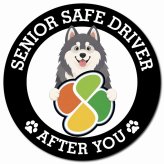 カーサイン 高齢者マーク SENIOR SAFE DRIVER アラスカンマラミュート マグネット 強力 直径13cm 肉球 日本製 車 ステッカー