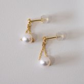 ［pearl454］5.5mm - 6mm 揺れる ピアス あこや真珠 天草 熊本 ペア 普段使い ピンク ホワイト K18 K14