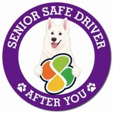 カーサイン 高齢者マーク SENIOR SAFE DRIVER ホワイトスイスシェパード マグネット 強力 直径13cm 肉球 日本製 車 ステッカー