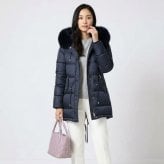 暖かい きれいめ ダウンコート レディース フード付き フォックス ファー トリミング ダウン90％ きれいめ ダウン コート ジャケット アウター 冬 大きいサイズ 30代 40代 50代 ギフト プレゼント 6F (08000168r)