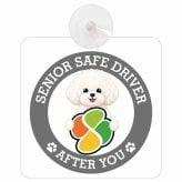 カーサイン 高齢者マーク SENIOR SAFE DRIVER ビションプー 車内用 吸盤タイプ 収れん火災防止タイプ 肉球 日本製 車 ステッカー