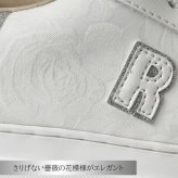 ルコライン スニーカー ルコライン 靴 RUCO LINE RUCO-019WH ROSE LUX 花柄生地 ホワイト 白 シルバーラメ 合皮 ローカット ファスナー無し ルコライン シューズ RUCO LINE ルコラインスニーカー フラットソール 新作 取扱店 京都 母の日 ギフト 数量限定