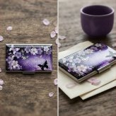 名刺入れ『値』和柄 和風 カードケース 夜桜 伝統工芸 職人 手作り 名入れ 記念日 誕生日 ギフト 送料無料 和風 ハンドメイド 立体彩色 螺鈿風 20代 40代 50代 プレゼント お祝い 還暦 退職 卒業